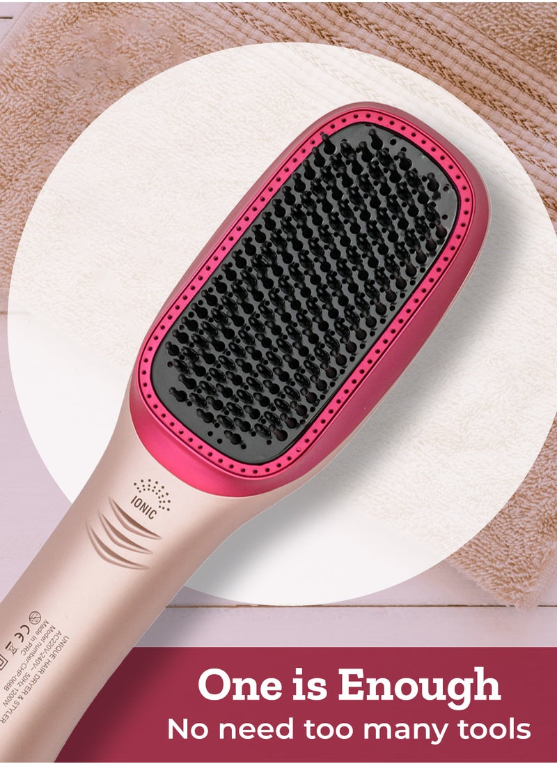 Couture Hair Pro - One Step Hot Air Brush - 1200 Watts Professional Styler Blow Dryer With Anti-Scald Comb - Ceramic Ionic Hair Dryer Peach - Image 1