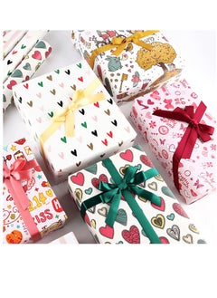 SYOSI Wrapping Paper Sheets, Birthday Wrapping Paper Set Included 6 Pack Gift Wrap Paper with Ribbon Tag  Butterfly Heart Design for Birthday Bridal Baby Shower Weddings Boy Girl  - Image 2
