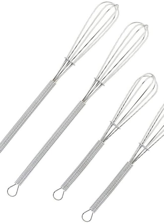 Wingsflying 4 Pack Mini Wire Kitchen Whisks Small Egg Whisk Gravy Sauce Mini Whisk Silver-Each of 2PCS 5 Inches and 7 Inches - Image 1