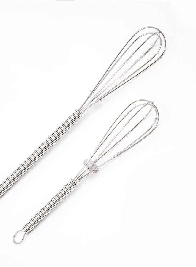 Wingsflying 4 Pack Mini Wire Kitchen Whisks Small Egg Whisk Gravy Sauce Mini Whisk Silver-Each of 2PCS 5 Inches and 7 Inches - Image 2