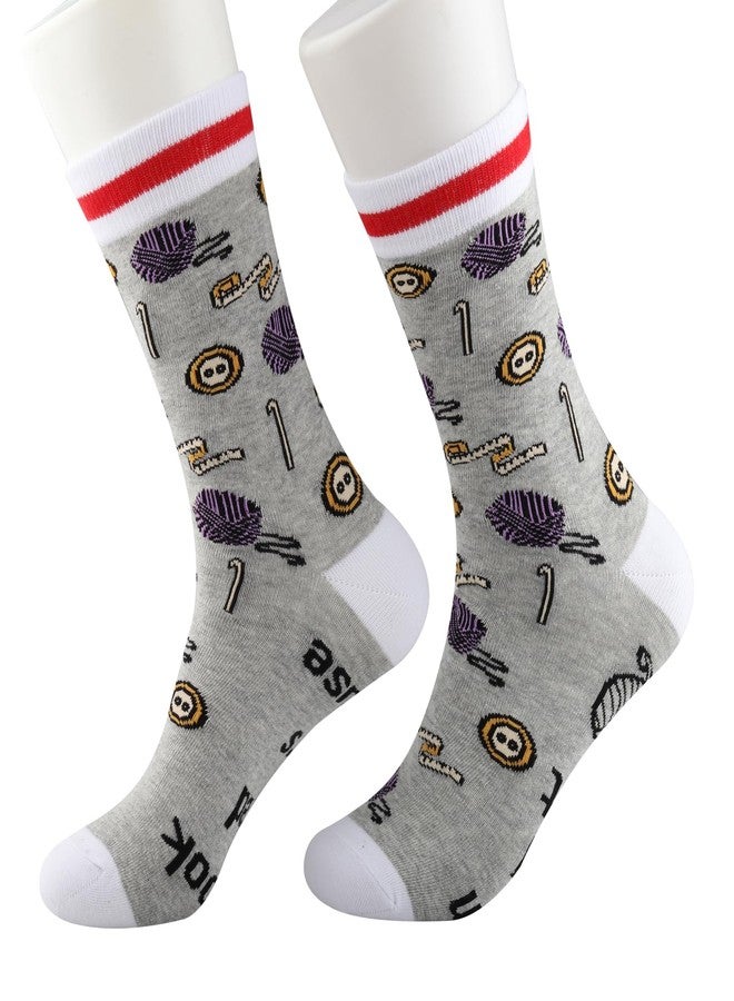 PXTIDY 1Pairs Crochet Gifts Socks Crochet Kits Lovers Gift Ideas If I Look Tired It's BecauseI've Been Hooking All Night Socks (Cotton, Hooking All Night sock) - Image 5