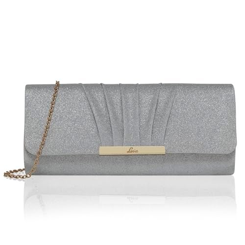 Lavie Women's Frame Detachable Chain Sling Strap Clutch Bags (Silver) - Image 1