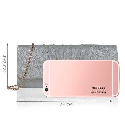 Lavie Women's Frame Detachable Chain Sling Strap Clutch Bags (Silver) - Image 4