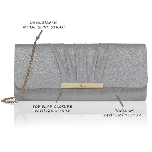 Lavie Women's Frame Detachable Chain Sling Strap Clutch Bags (Silver) - Image 3