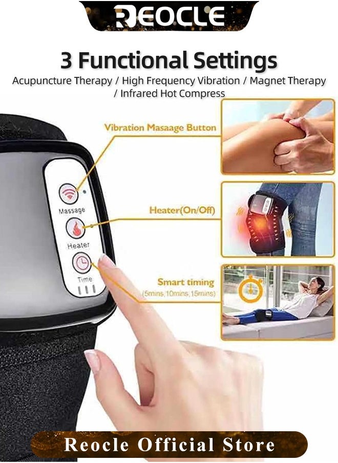 REOCLE - Heated Knee Brace Wrap with Massage Vibration Knee Massager with Heating Pad for Knee Leg Massager for Stress Relief - Image 1