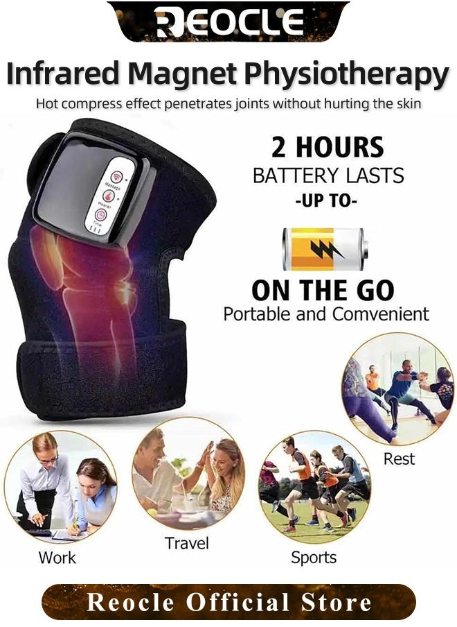 REOCLE - Heated Knee Brace Wrap with Massage Vibration Knee Massager with Heating Pad for Knee Leg Massager for Stress Relief - Image 1