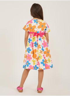 Styli Floral Print Short Sleeve A-Line Dress  - Image 4