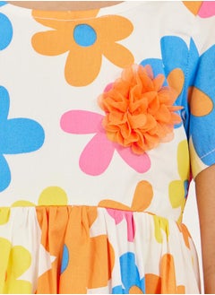 Styli Floral Print Short Sleeve A-Line Dress  - Image 3