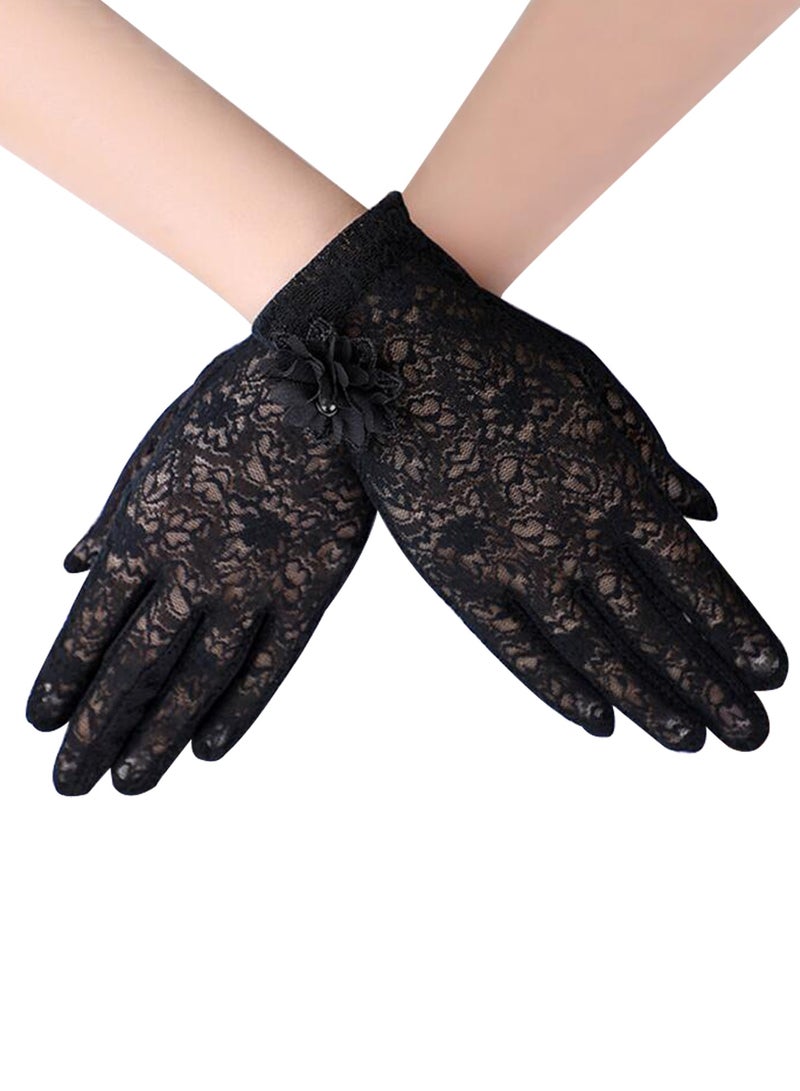 Summer Women Sun UV Protection Lace Gloves Ladies Short Driving Gloves Touch Screen - Image 1