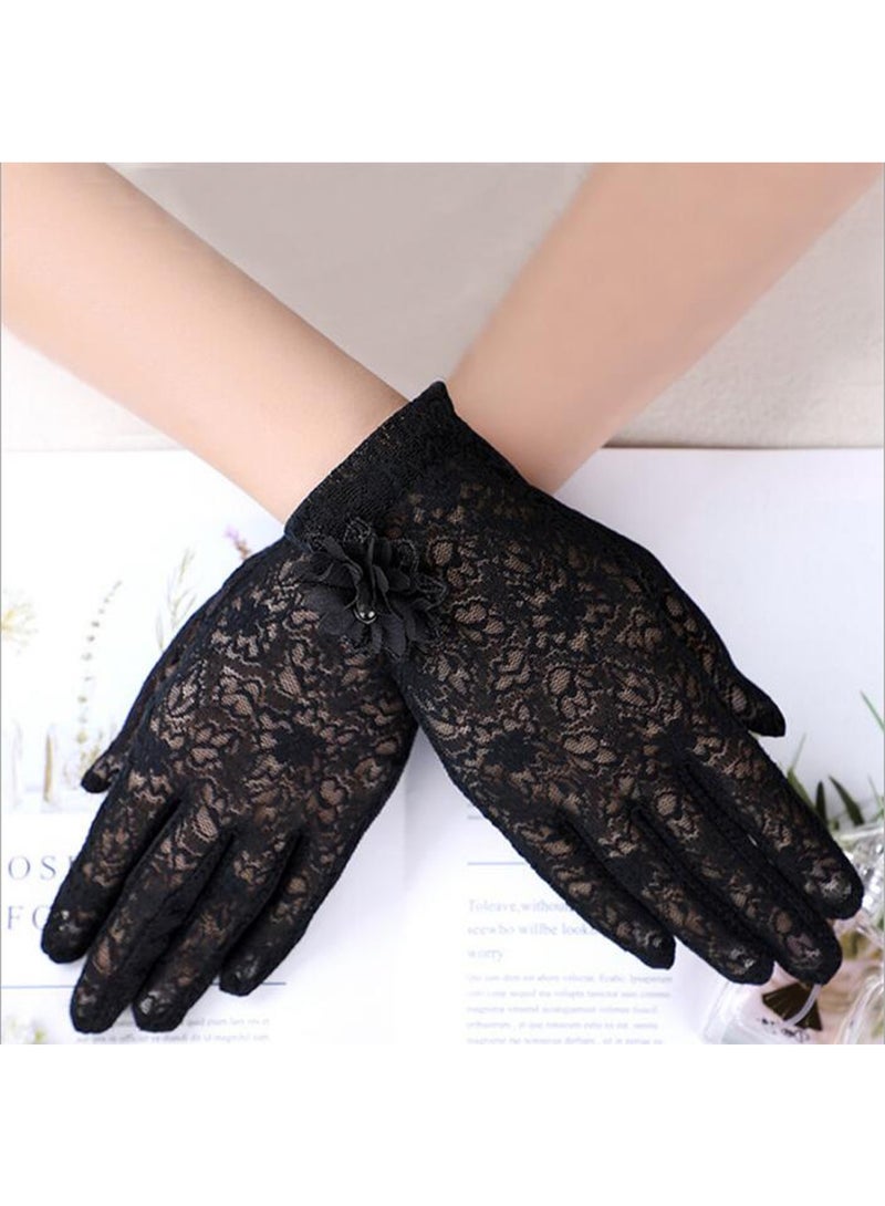 Summer Women Sun UV Protection Lace Gloves Ladies Short Driving Gloves Touch Screen - Image 3