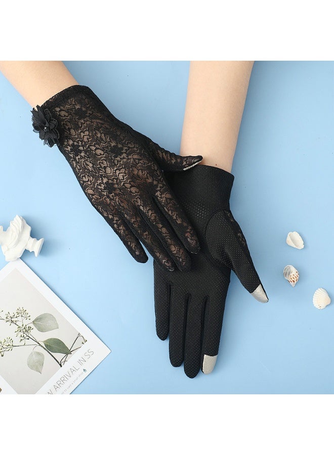 Summer Women Sun UV Protection Lace Gloves Ladies Short Driving Gloves Touch Screen - Image 4