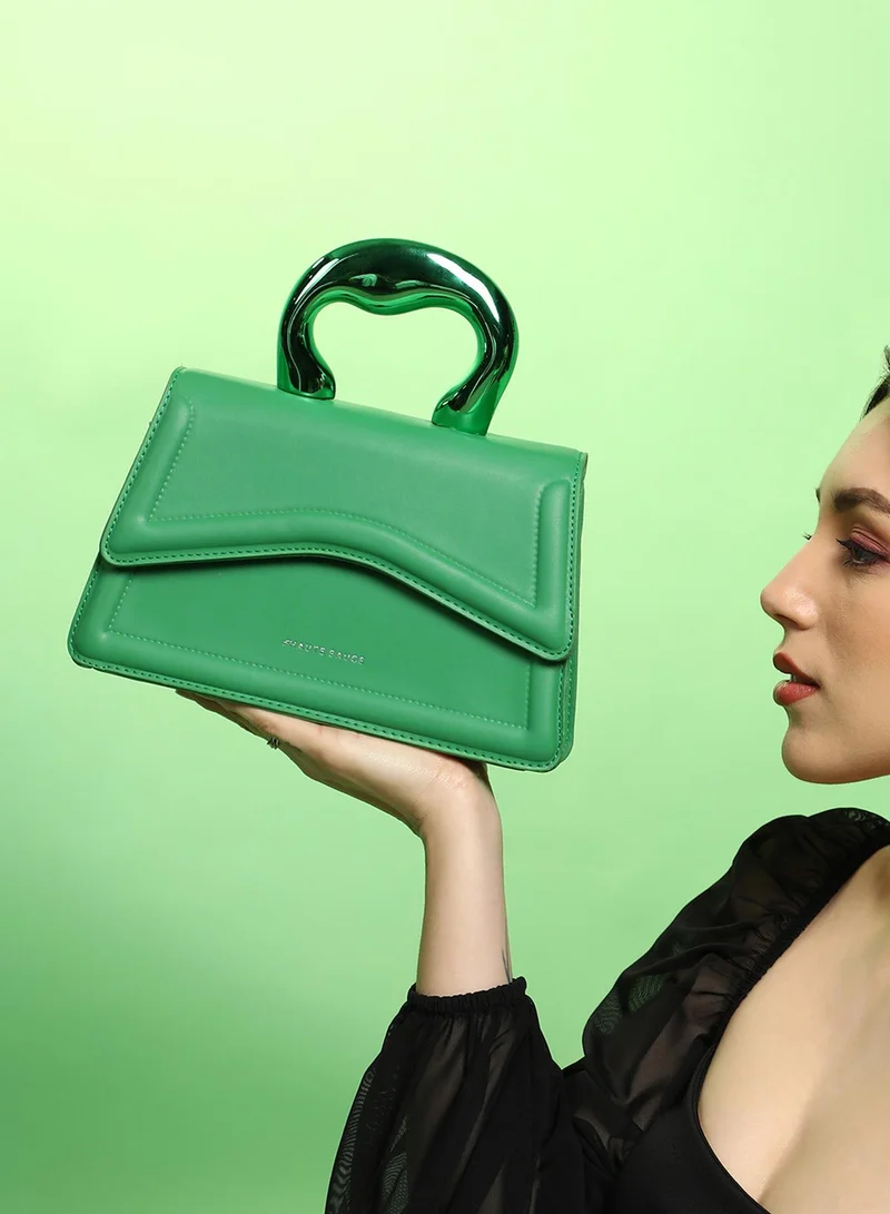 Haute Sauce  The Caldera Gloss Hand Bag - Shamrock Green for Women | Best Price UAE