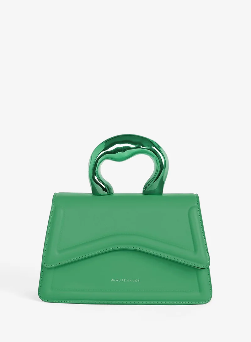 Haute Sauce  The Caldera Gloss Hand Bag - Shamrock Green for Women | Best Price UAE