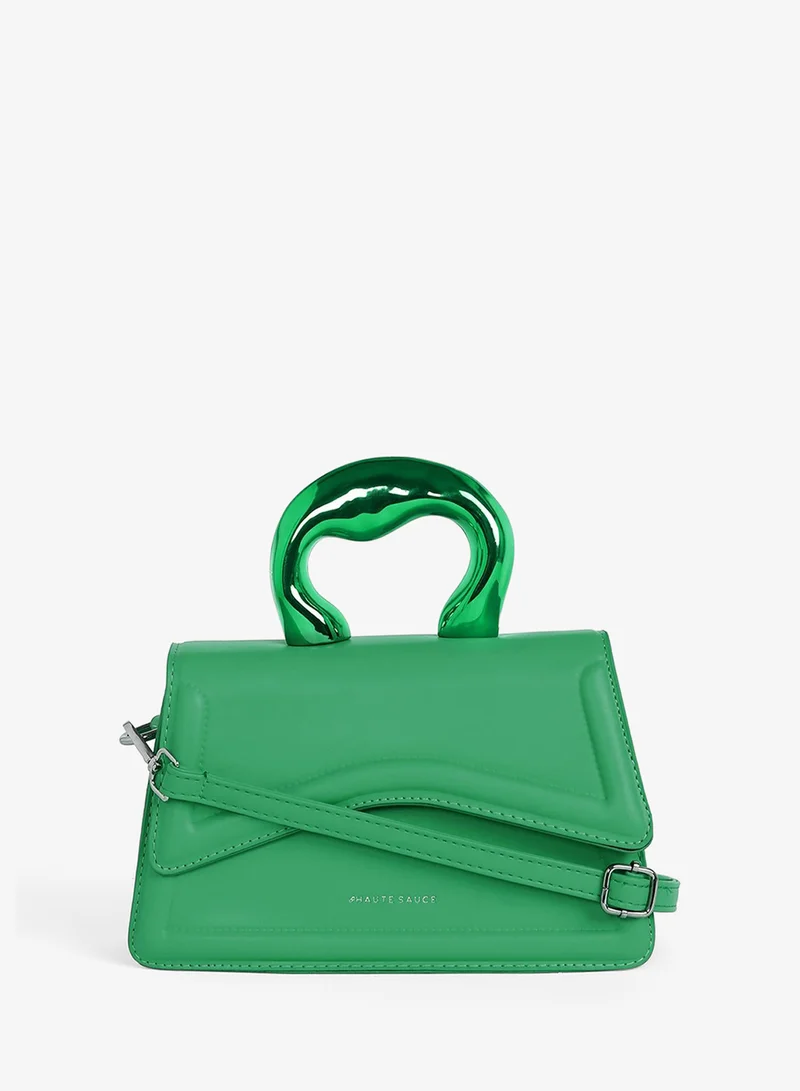 Haute Sauce  The Caldera Gloss Hand Bag - Shamrock Green for Women | Best Price UAE