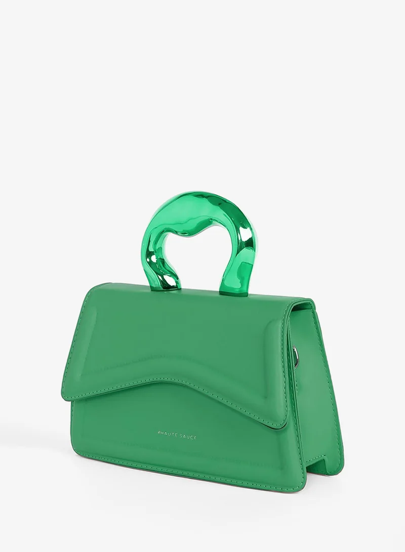 Haute Sauce  The Caldera Gloss Hand Bag - Shamrock Green for Women | Best Price UAE