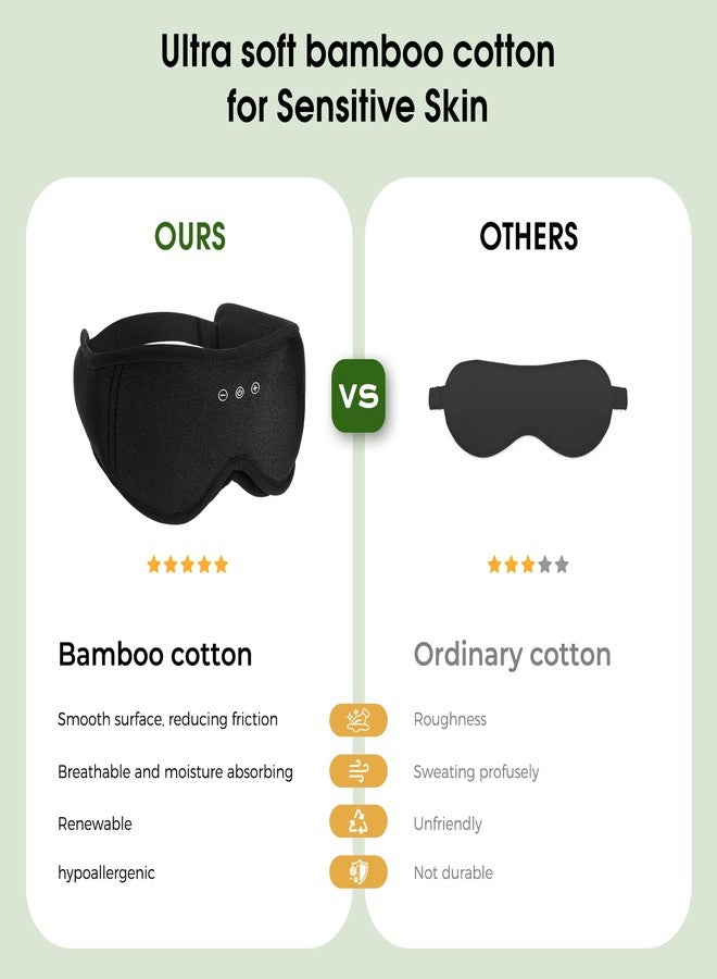 ZHENYEMEI Bamboo Cotton Bluetooth Sleep Eye Mask,Soft 3D Blackout Eye Mask for Sleep,Sleeping Eye mask with 5.4 Bluetooth Headphones Wireless for Side Sleepers,Travel Essential Gift for Women Men, Black - Image 2