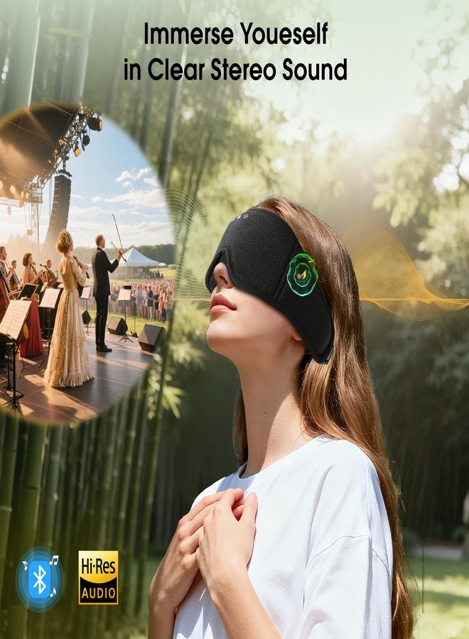 ZHENYEMEI Bamboo Cotton Bluetooth Sleep Eye Mask,Soft 3D Blackout Eye Mask for Sleep,Sleeping Eye mask with 5.4 Bluetooth Headphones Wireless for Side Sleepers,Travel Essential Gift for Women Men, Black - Image 5