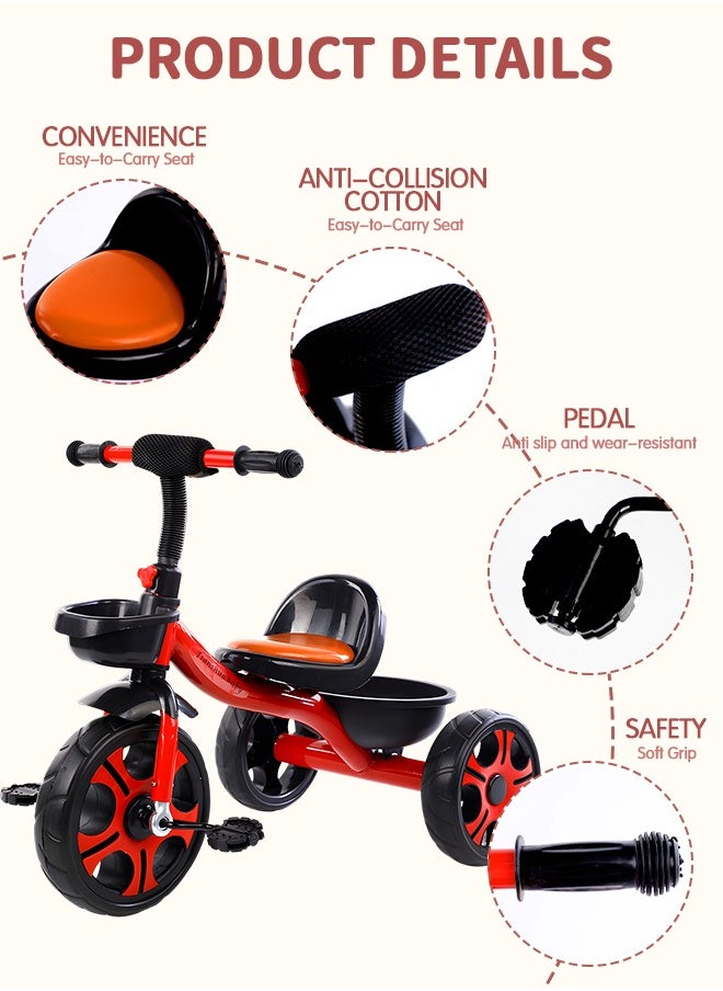 GROIC Kids Tricycles, Kids Trike Tricycles Toddler Bike with Basket, Baby Balance Bike with Adjustable Seat, Non-Slip Tires, Riding Toy for Training Motor Skills, Learning Balance  - Image 4