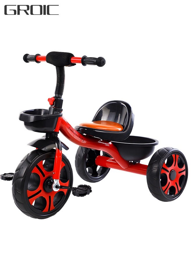 GROIC Kids Tricycles, Kids Trike Tricycles Toddler Bike with Basket, Baby Balance Bike with Adjustable Seat, Non-Slip Tires, Riding Toy for Training Motor Skills, Learning Balance  - Image 1