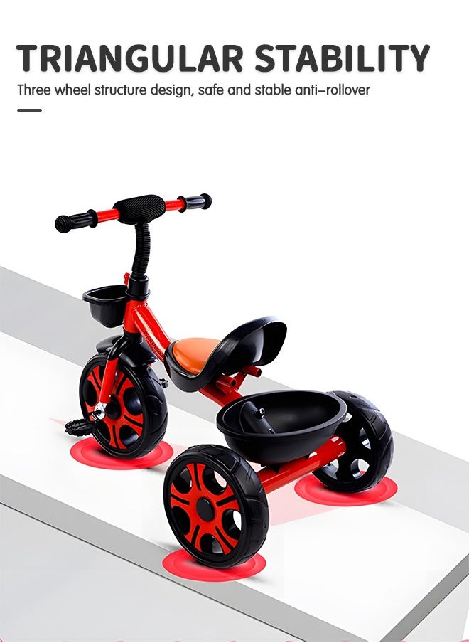 GROIC Kids Tricycles, Kids Trike Tricycles Toddler Bike with Basket, Baby Balance Bike with Adjustable Seat, Non-Slip Tires, Riding Toy for Training Motor Skills, Learning Balance  - Image 3