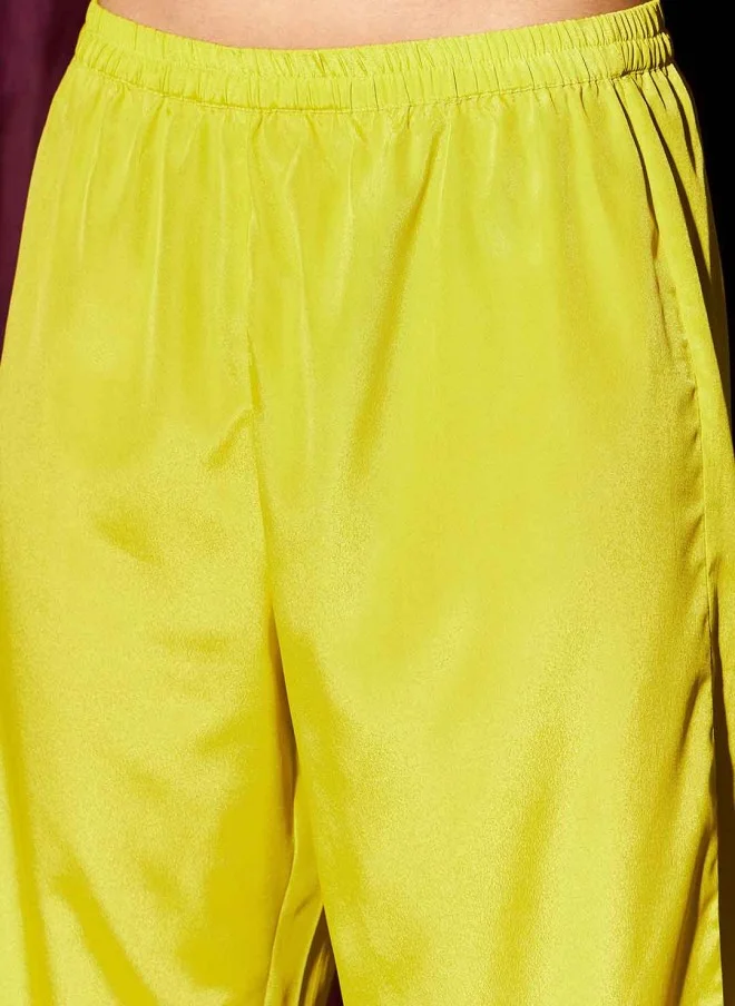 Indo Street V-Neck Gotta Patti Kurta and Trousers Set for Women