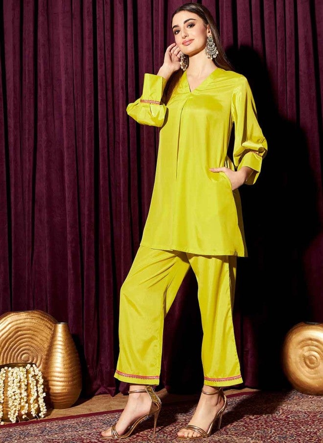Indo Street V-Neck Gotta Patti Kurta and Trousers Set for Women - Image 4