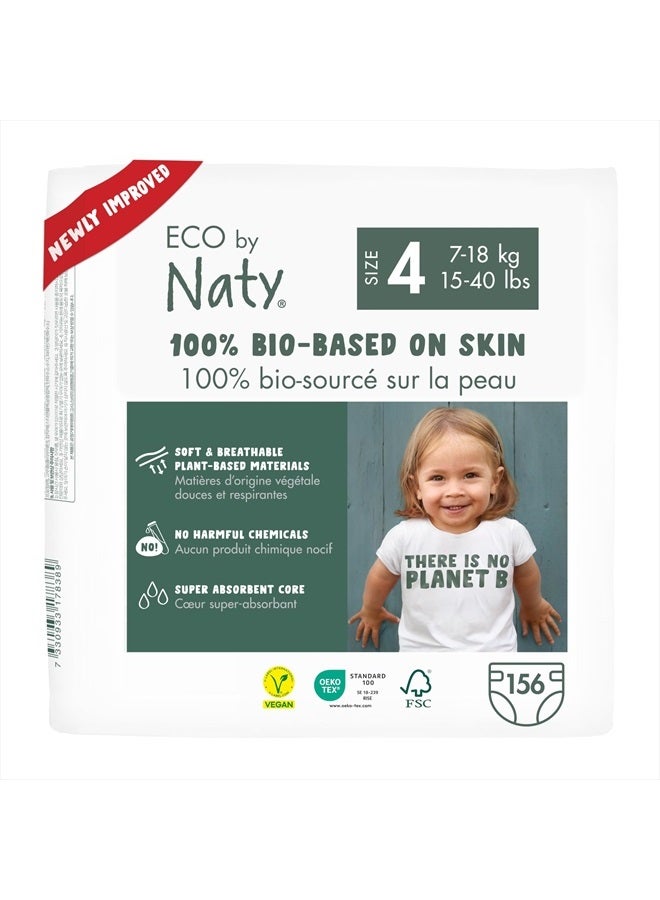 ECO by Naty Baby Diapers - Plant-Based Eco-Friendly Diapers, Great for Baby Sensitive Skin and Helps Prevent Leaking (Size 4, 156 Count) - Image 1