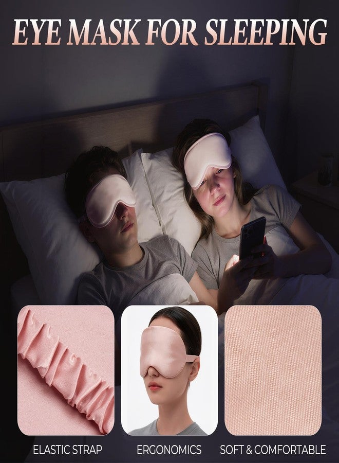 kullder Satin Bonnet for Sleeping & Silk Sleep Mask, 2Pcs - Soft Silk Bonnet for Sleeping Women, Blackout Eye Mask with Adjustable Strap for Women Men, Double Layer Hair Cap for Sleep with Tie Band- Pink - Image 5