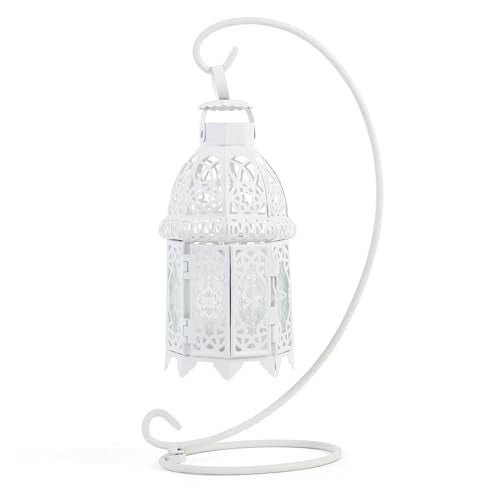 Zingz & Thingz Fancy Antique Style Candle Lantern Holder, Decorative Light Home Decor, 13" Tall, Lantern with Stand - Image 1