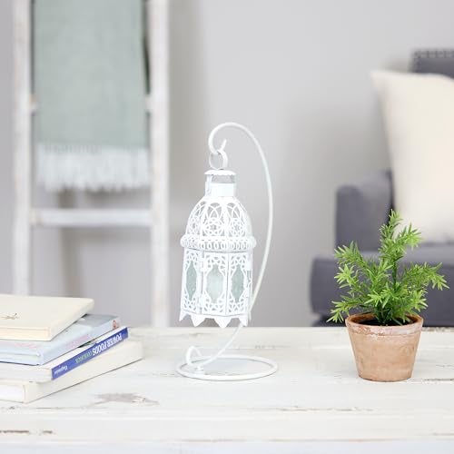 Zingz & Thingz Fancy Antique Style Candle Lantern Holder, Decorative Light Home Decor, 13" Tall, Lantern with Stand - Image 5