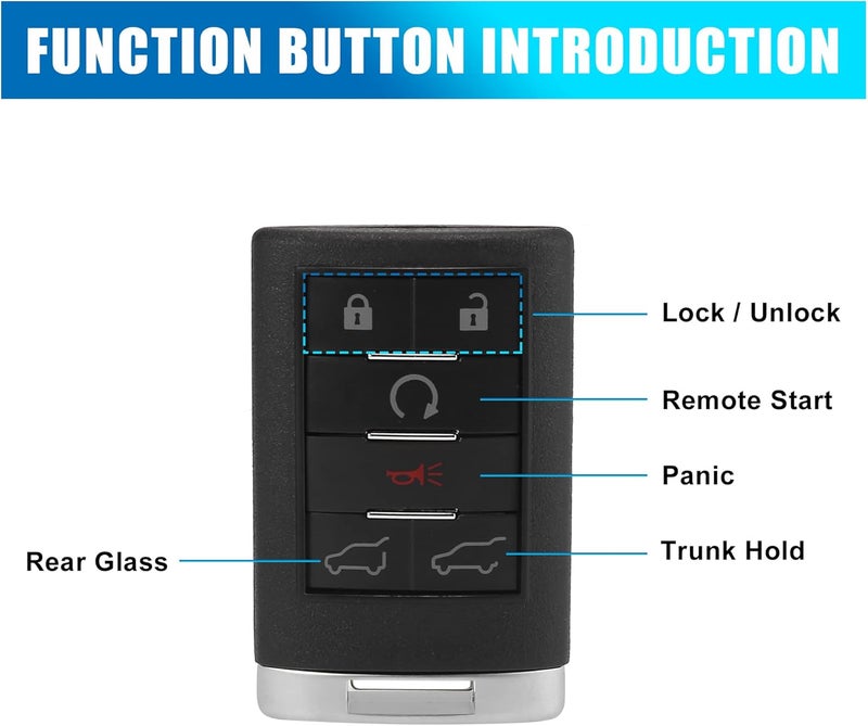 uxcell غطاء جهاز التحكم عن بعد بـ 6 أزرار لسيارة كاديلاك إسكاليد - Image 3