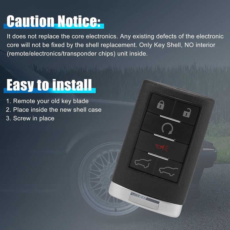 uxcell غطاء جهاز التحكم عن بعد بـ 6 أزرار لسيارة كاديلاك إسكاليد - Image 5