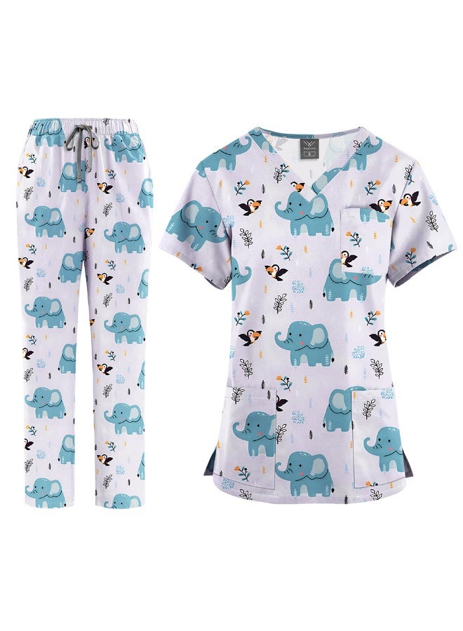 NIBEMINENT Clinical Work Clothes Women Nurse Scrubs Tops Pharmacy Working Pants Medical Doctor Surgical Nursing Uniforms - Image 1