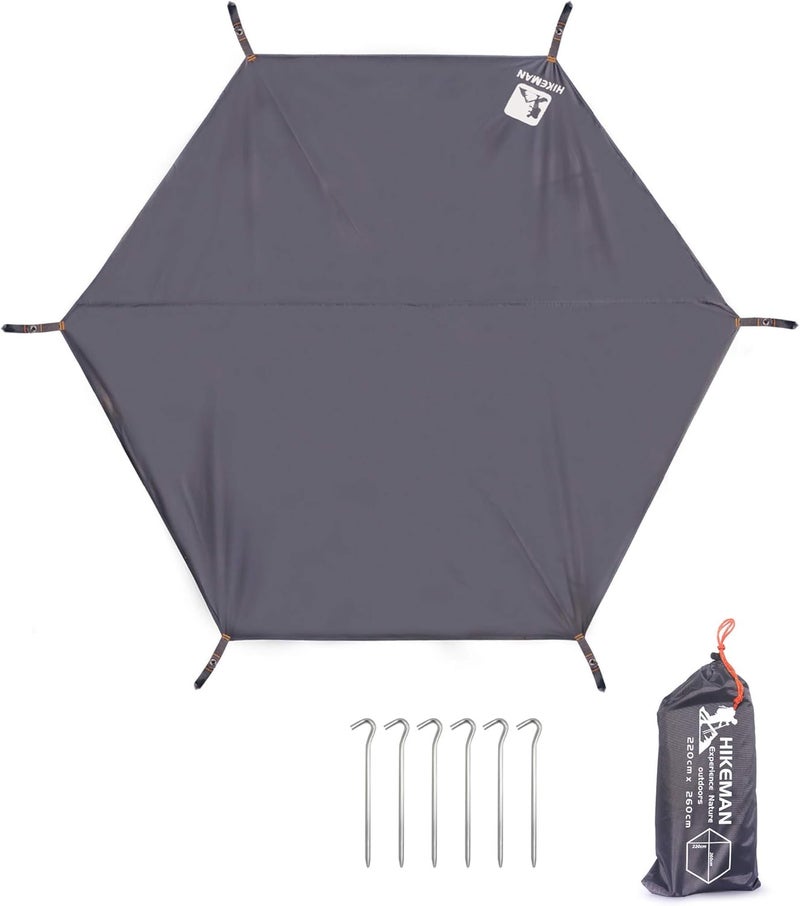 HIKEMAN Hexagonal Tent Footprint,1-4 Person Ultralight Waterproof Tent Tarp Ground Sheet Mat with 6 Tent Stakes for Camping Hiking Picnic Backpacking(M) - Image 1