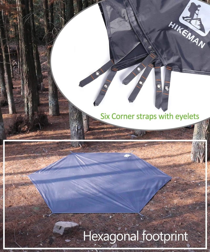 HIKEMAN Hexagonal Tent Footprint,1-4 Person Ultralight Waterproof Tent Tarp Ground Sheet Mat with 6 Tent Stakes for Camping Hiking Picnic Backpacking(M) - Image 4