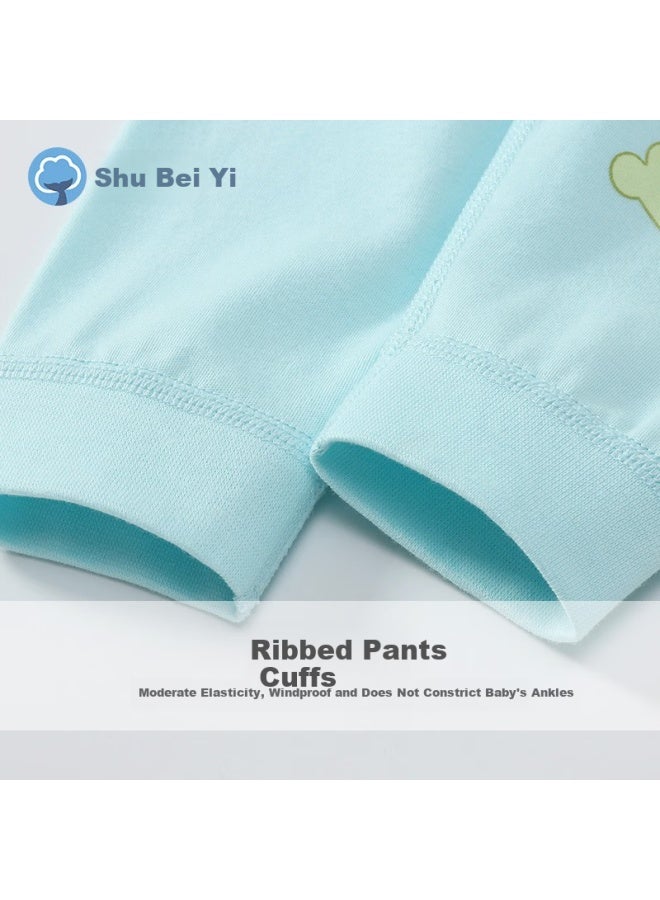 Shu Beiyi Shubeyi 2-pack Baby High-waist Pants, Children's Tummy Protection Trousers, Warm Baby Sleep Pants, Spring Style, Boys And Girls Autumn Pants, Green, Size 80 - Image 3