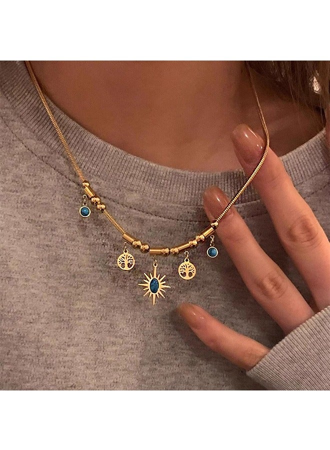 بيوند قلادة عباد الشمس المحظوظة، مقاومة للصدأ والبهتان، مطلية بالذهب عيار 18 قيراطًا، هدية مجوهرات عصرية - Image 5