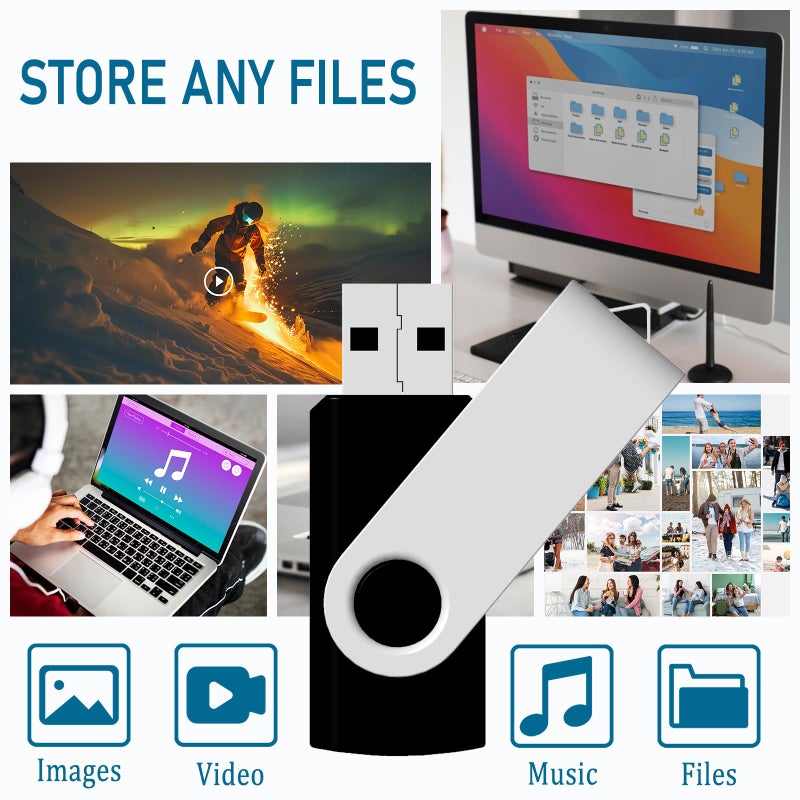 JBOS 2GB USB Flash Drive 10 Pack JBOS 2 GB USB Drives Memory Stick Swivel 2G Thumb Drives Gig Stick USB2.0 Pen Drive for Date Storage, 2 Gig UBS Flash Drive, Zip Drive, Jump Drive, USB Stick, Mixed Color - Image 3