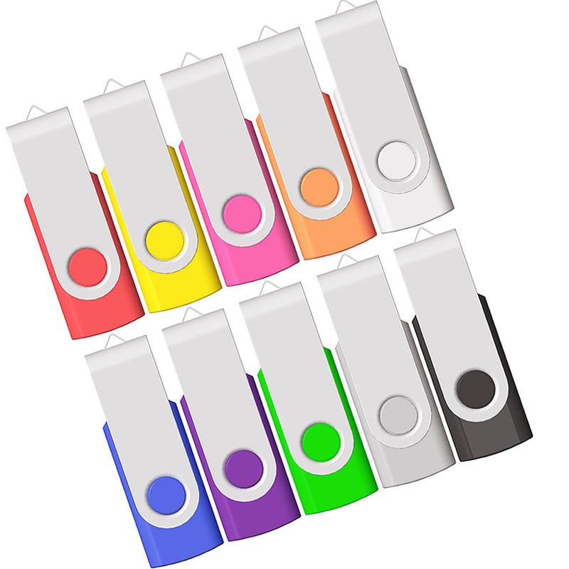 JBOS 2GB USB Flash Drive 10 Pack JBOS 2 GB USB Drives Memory Stick Swivel 2G Thumb Drives Gig Stick USB2.0 Pen Drive for Date Storage, 2 Gig UBS Flash Drive, Zip Drive, Jump Drive, USB Stick, Mixed Color - Image 1