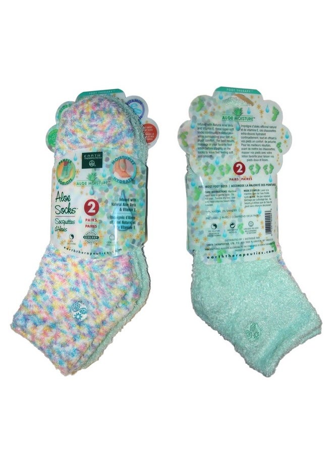 Earth Therapeutics Earth Therapeutics Aloe Socks, 2 Pair Per Package (1 Pair Multi-colored, One Pair Aqua) by Earth Therapeutics  - Image 2