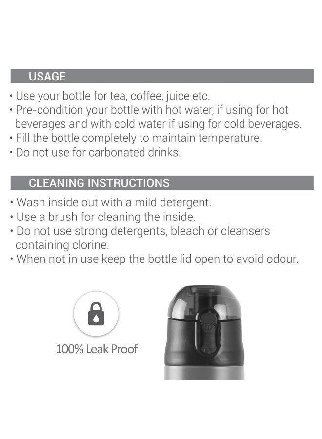 Milton New Crown 900 Thermosteel 24 Hours Hot and Cold Water Bottle, 750 ml, Black | Easy to Carry | Office Bottle | Hiking | Trekking | Travel Bottle | Gym | Home | Kitchen Bottle - Image 5