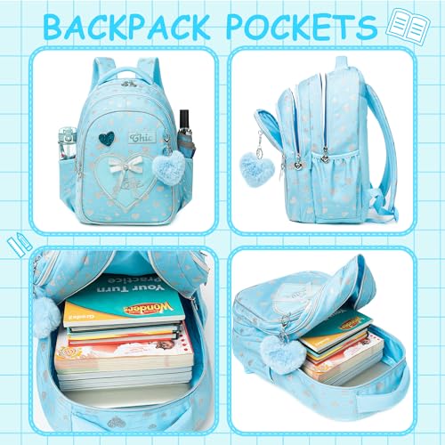 Meetbelify Kids Backpacks for Girls Backpacks for School Kids Canvas Travel Laptop Backpack with Lunch Box for Elementary Students Girls Back to School Bookbag Ages 8-10 - Image 4