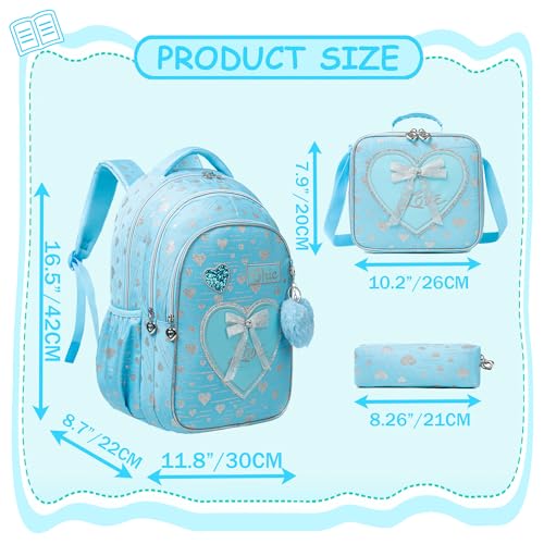 Meetbelify Kids Backpacks for Girls Backpacks for School Kids Canvas Travel Laptop Backpack with Lunch Box for Elementary Students Girls Back to School Bookbag Ages 8-10 - Image 2
