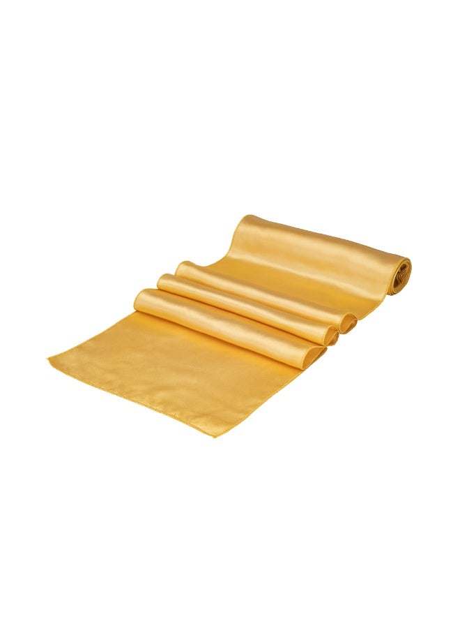 Restaurantware Table Tek 12 x 108 Inch Table Runners, 10 Satin Long Table Runners - Machine Washable, Decorative, Light Yellow Polyester Party Table Runners, For Weddings And Events, - Image 1