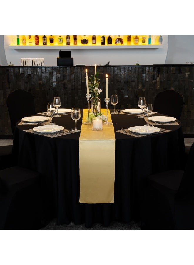 Restaurantware Table Tek 12 x 108 Inch Table Runners, 10 Satin Long Table Runners - Machine Washable, Decorative, Light Yellow Polyester Party Table Runners, For Weddings And Events, - Image 3