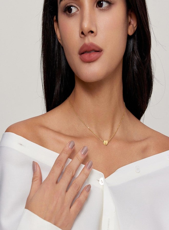 Zeffy Gold Heart Necklace Small Puffy Necklaces Trendy Dainty Tiny Heart Choker Necklaces Dainty Simple Gold Jewelry Christmas Gifts, 16"+2", Brass, No Gemstone - Image 4