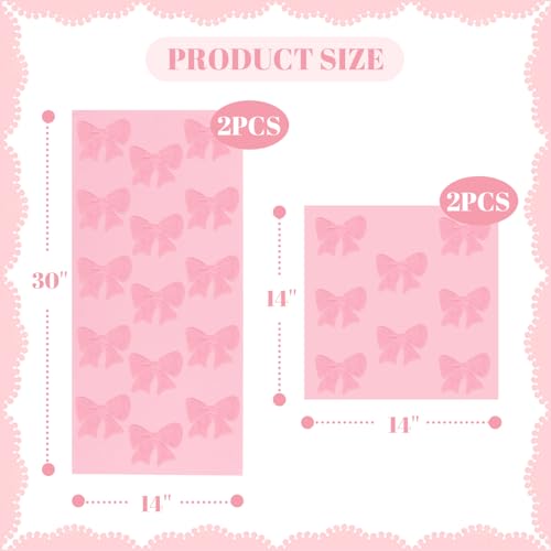 NZNDB 4 Pack Cotton Towel Set, Contains 2 Hand Towels 14x30in & 2 Wash Coths 14x14in, Pink Soft Bathroom Bow Towel Set, Highly Absorbent & Lightweight, Preppy Bath Decor Wedding Gift - Image 2