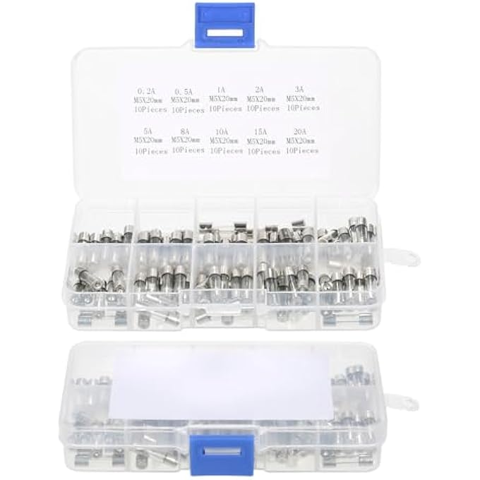 Eacam 100Pcs 5X20Mm FastBlow Glass Tube Fuses Assorted Kit Amp 02A 05A 1A 2A 3A 5A 8A 10A 15A 20A - Image 2