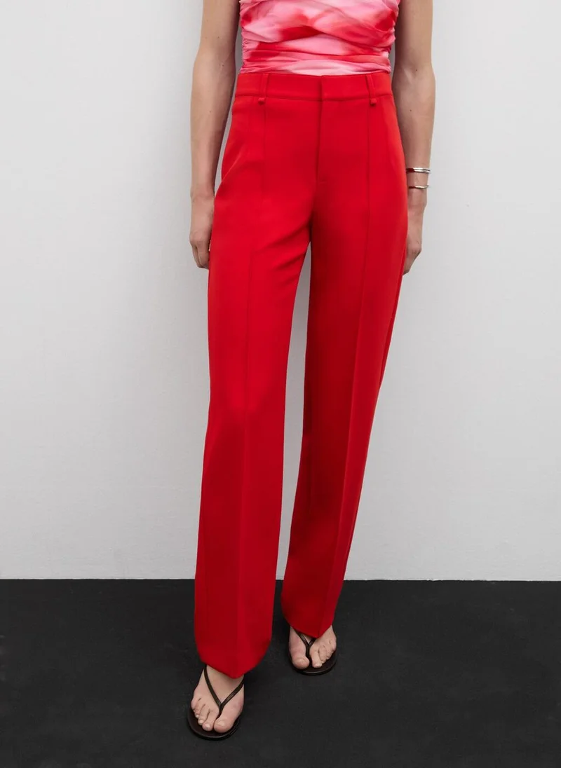MANGO Straight-Fit Trousers With Decorative Seams