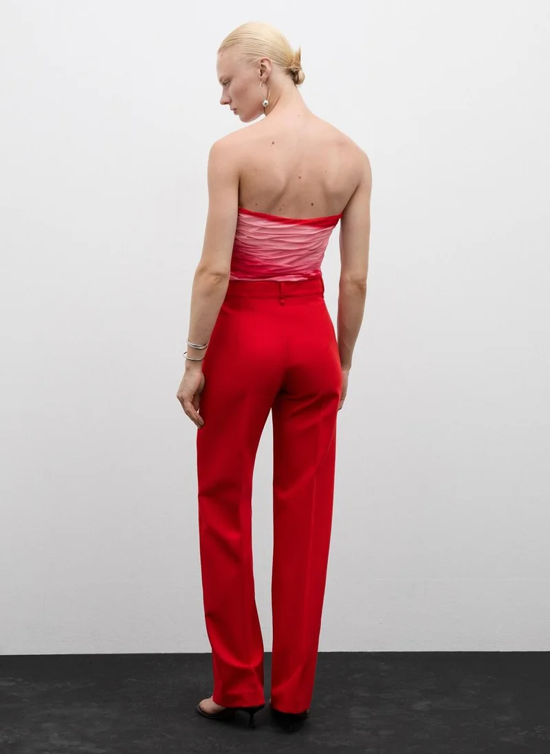 MANGO Straight-Fit Trousers With Decorative Seams